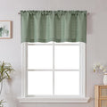 Chyhomenyc Sage Green Short Curtain Valance for Windows, Faux Linen Textured Half Window Curtains, Burlap Solid Topper Small Curtain Valance for Bathroom Laundry Basement, 60Wx20L Inch, 1 Piece