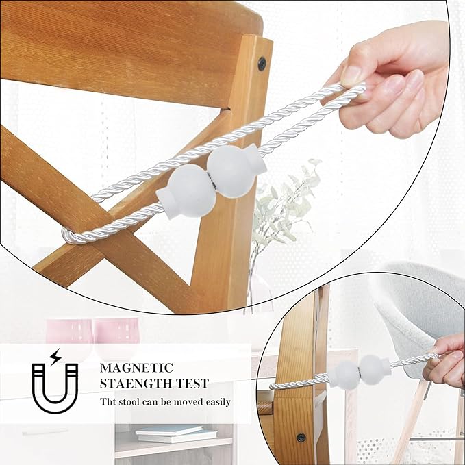 2 Pack Magnetic Curtain Tiebacks Modern Handmade Rope Curtain Tie Backs Decorative Drapes Weave Holdbacks for Home Outdoor Bedroom Office Decorative Curtain, White