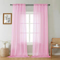 Gwine Sheer Curtains 96 Inches Long - Light Filtering Rod Pocket Window Curtain Panels for Bedroom, Elegant Soft Voile Living Room Sheer Drapes, Each 42Wx96L, 2 Panels, Pink