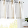 jinchan Striped Valance Farmhouse Window Treatment Linen Textured Drapes for Small Windows Kitchen Living Room RV Vintage Valance 16 Inch Rod Pocket 1 Panel Taupe and Grey