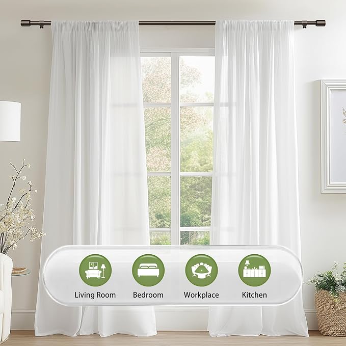 5/8” Diameter Curtain Rods 30-45 Inch, for 30-39 Inch Windows, Adjustable Splicing Bronze Curtain Rods for Windows with Brackets, Window Rod Long Small Curtains Rod, 2 Pack