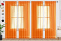 SpaceDresser Orange Sheer Curtains 4 Panels Rod Pocket Semi-Sheer Curtain 84 Inches Long Light Filtering Voile Window Drapes for Bedroom Living Room Kitchen, Each 52W x 84L