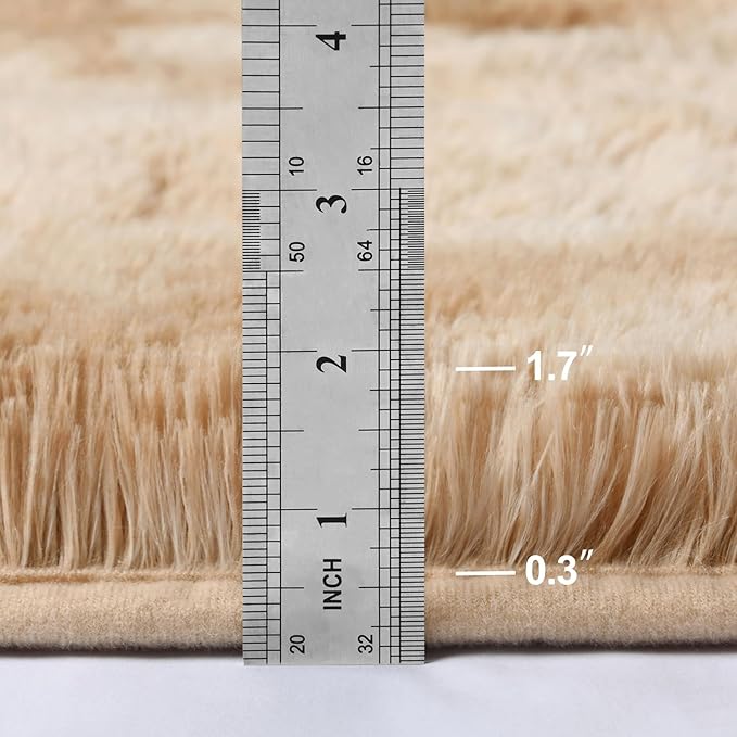 Deerhoo Large Shag Area Rugs 9 x 12, Tie-Dyed Plush Fuzzy Rugs for Living Room, Ultra Soft Fluffy Furry Rug for Bedroom, Indoor Carpet Nursery Rugs for Kids Room Home Decor, Beige