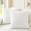 CaliTime Throw Pillow Covers Decorative 20 X 20 Inches Pack of 2 Cozy Chenille Cushion Cases for Couch Sofa Bed Living Room Home True White