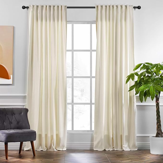 Black Curtain Rods for Windows 28 to 48 Inch,2 Pack 5/8 Inch Diameter Stainless Steel Adjustable Heavy Duty Curtain Rod with Brackets, Easy Installation for Indoor and Outdoor