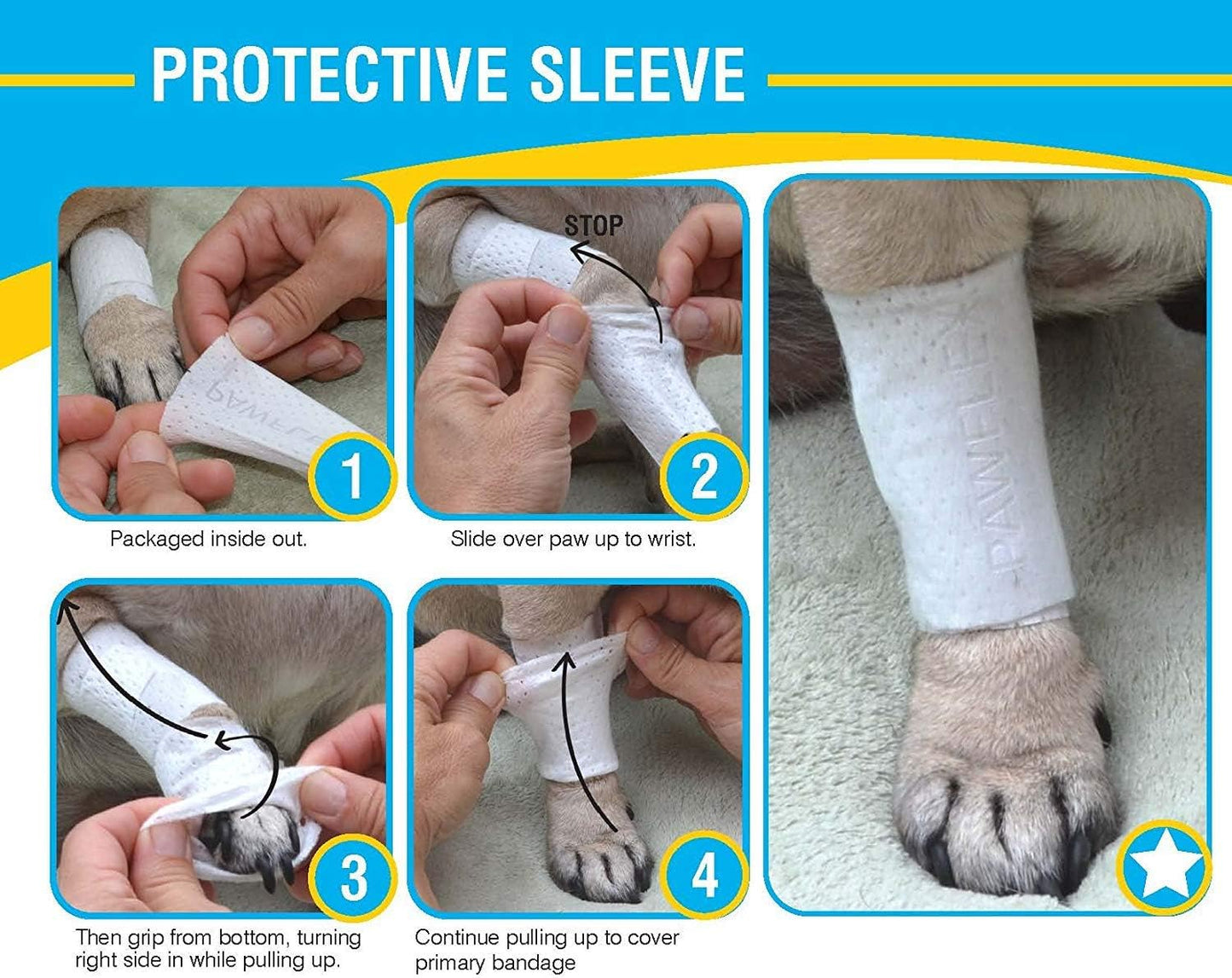 Protective Sleeve Tubular Cover - Bandages - for Dogs Cats and Other Pets First Aid Wound Care Comfortable Non-Adhesive Breathable & Water Resistant 12 Strips (yields 24-36 Covers)-(X-Small)