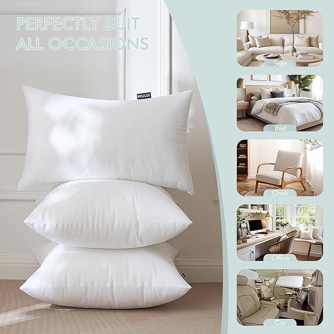 MIULEE Set of 2 Throw Pillow Inserts 26x26 Inches, Non-Woven Decorative Pillow Inserts for Living Room