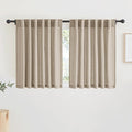RYB HOME Natural Linen Blend Sheer Curtains for Kitchen, Semi Sheer Light Filtering Privacy Protected Rod Pocket & Back Tab Curtain Panels for Small Window, 52 x 45 inch, Khaki, 2 Panels Set