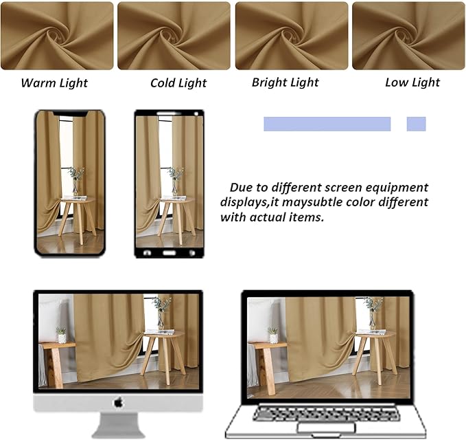 Simplebrand Ava Gold Short Blackout Curtains for Bedroom 45 Inches Long 2 Panels Set, Solid Thermal Insulated, Energy Saving Window Treatment Curtains Blackout Drapes, W40 x L45 Inch, Gold