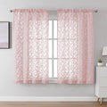 Lecloud Leia Blush Pink Sheer Curtains for Living Room Decor 54 Inch Length 2 Pcs, Rod Pockets Window Curtains for Bedroom, Light Filtering Jacquard Leaf Textured Drapes, Each Panel 42" W x 54" L