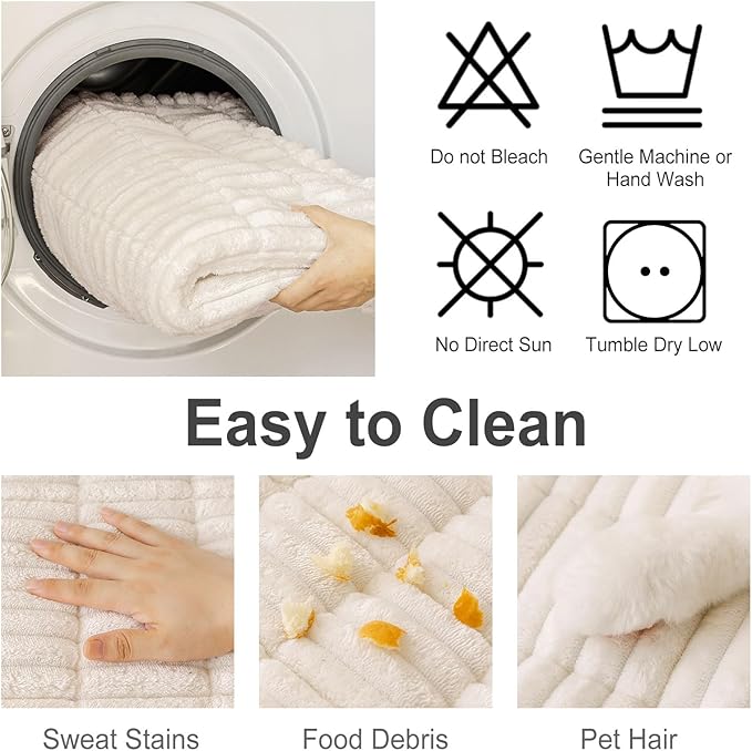 hyha Couch Covers for Dogs Washable, Non Slip Plush Dog Sofa Protectors, Fuzzy Pet Couch Covers for 3 Cushion Sofa Pet Friendly (White, 27.6" x 47")