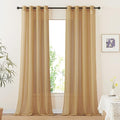 NICETOWN Desert Yellow Curtains for Living Room, Grommet Flax Linen Sheer Curtains Semitransparent with Light Filtering Luxury & Casual for Bedroom/Living Room, W52 x L108, 2 Pieces