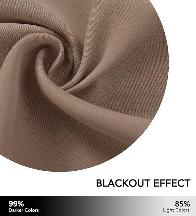 NICETOWN Blackout Valances Short Curtains - W52 inches by 18 inches Half Window Topper Valance Tier Panel Drapes with Rod Pocket for Basement/Kitchen/Bedroom (Tan=Cappuccino, 2 Panels Per Package)