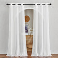 NICETOWN White Sheer Living Room Curtains 96 inches Long, Grommet Semi Sheer Light Filtering Window Treatments Privacy Linen Weave Drapes for Bedroom, W42 x L96, 2 Panels