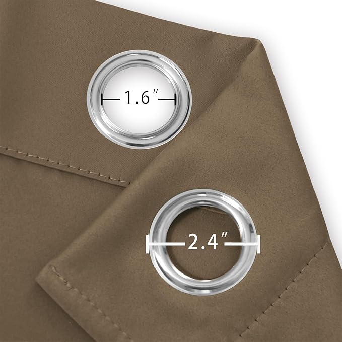 LEMOMO Blackout Curtains 52 x 84 inches Long Brown Curtains Set of 2 Panels Thermal Insulated Room Darkening Curtains for Bedroom