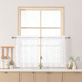 Chyhomenyc White Sheer Curtains 24 Inch Length, Light Filtering Leaf Tufted Textured Small Window Kitchen Curtain Over Sink, Short Half Window Curtains for Bathroom Basement, 30" Wx24 L, 2 Panels