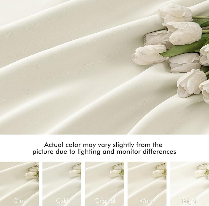 MIULEE Cream Back Tab Blackout Curtains 63 Inch Length 2 Panels Set for Living Room Bedroom Privacy, Rod Pocket/Pinch Pleat Thermal Insulated Room Darkening Pleated Light Blocking Drapes