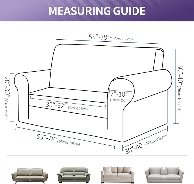 Joccun Stretch Loveseat Couch Cover Slipcover, 1-Piece Sofa Cover for 2 Cushion Couch Spandex Jacquard Washable Furniture Protector Cover for Living Room,Kids,Pets（Loveseat,Chocolate）