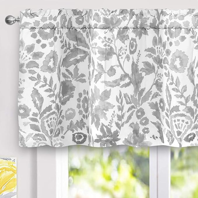 DriftAway Julia Lined Valance Double Layer Thermal Insulated Room Darkening Blackout Valances 3 Inch Rod Pocket Window Valance for Bathroom Living Room 52 Inch by 24 Inch Gray