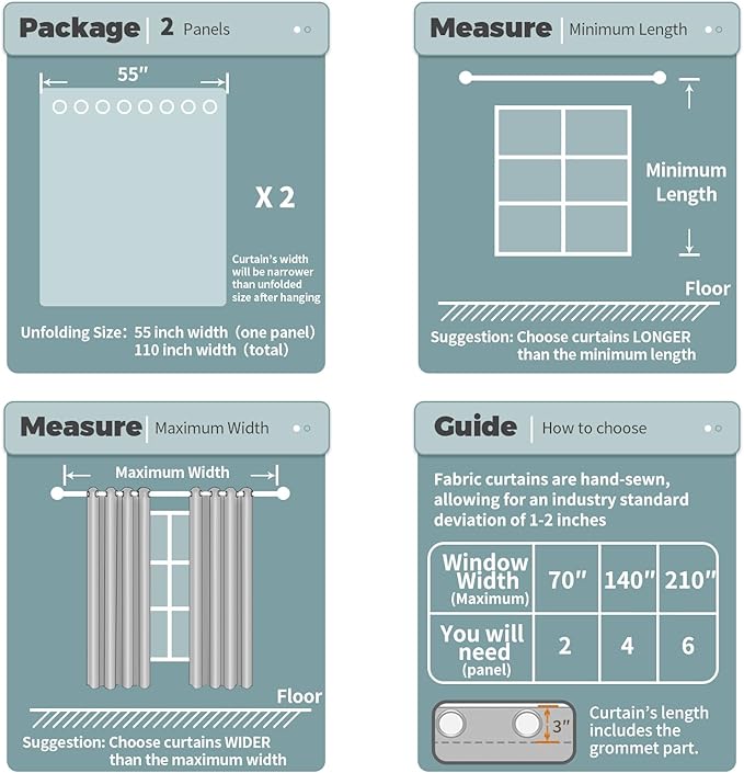 BGment Room Darkening Curtains 96 Inches Long - Grommet Thermal Insulated Drapes Window Treatment Curtains for Bedroom, 2 Panels, 55 x 96 Inch, Beige