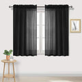 DWCN Black Sheer Curtains Semi Transparent Voile Rod Pocket Curtains for Bedroom and Living Room, 52 x 45 inches Long, Set of 2 Panels