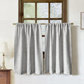 Oindec Faux Linen Kitchen Curtains 36 Inch Length Cafe Curtain Tiers for Living Room Basement Bathroom Windows Country Rustic Small Short Curtains, Set of 2, Grey