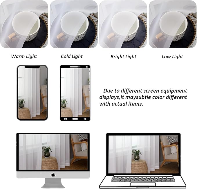 Chyhomenyc Extra Long White Sheer Curtains 108 Inches Long 2 Panels, Light Filtering White Curtains for Living Room, Soft Gentle Voile Rod Pocket Bedroom Window Drapes, 59Wx108L Inch, 9FT, 2PCS