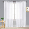 DWCN Living Room Curtains Sheer 84 inches Long 2 Panels Set, White Rod Pocket Voile Window Treatments for Sliding Door, Airy & Soft Elegant Gauzy Curtains & Drapes, 2pcs, Each W70 x L84