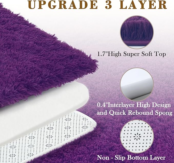 8x10 Area Rugs for Living Room Bedroom, Large Area Rug Shaggy Carpet Soft Plush Furry Bedside Rug, Rugs for Home Decor (Grape Purple, 8 x 10)