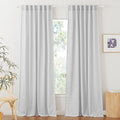 RYB HOME Linen Sheer Curtains for Living Room Textured Semi Sheer Curtains Large Window Covering for Bedroom Patio Door, Dove Grey, 52 inch Width x 95 inch Length, 2 Pcs