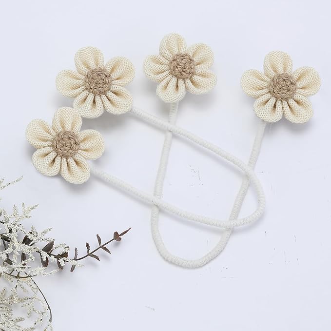 KLOGTSIND Flower Curtain Tiebacks, 6 Pack Curtain Ties Elegant DIY Curtain Holdbacks, Decorative Window Drape Twist Tie Backs for Boho Bedroom Decor, Nursery Decor, Farmhouse Decor