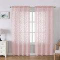 Lecloud Leia Blush Pink Sheer Curtains for Living Room Decor 78 Inches Long 2 Pcs, Jacquard Leaf Textured Light Filtering Modern Bedroom Curtains, Rod Pockets Airy Drapes, Each Panel 42" W x 78" L