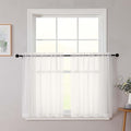 Ivory Kitchen Curtains 30 Inch Length Tier 2 PCS, Solid Soft Airy Half Curtains for Windows, Ivory Sheer Rod Pocket Drapes for Bathroom Basement Small Window, 42" Wx30 L Inches
