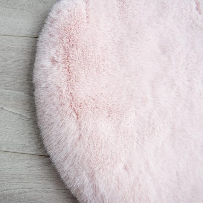 ORINOVA Pink Fuzzy Washable Furry Area Rugs for Living Room Faux Rabbit Fur Nursery Rug for Bedroom 2x4 Runner Rug
