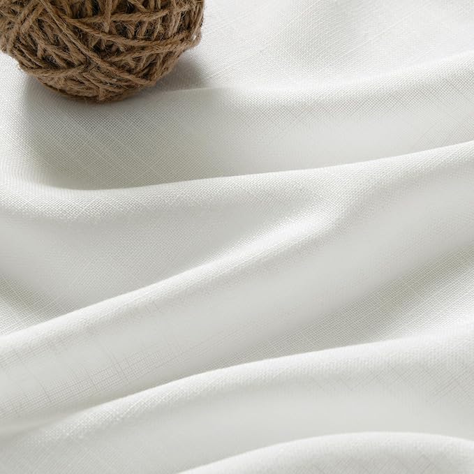 Nanspring Ivory Semi Sheer Curtains 72 Inches Long 2 Panels Set for Bedroom Back Tab Rod Pocket Light Filtering Privacy Drapes Cotton Linen Textured Farmhouse Living Room Curtain 52X72 Inches