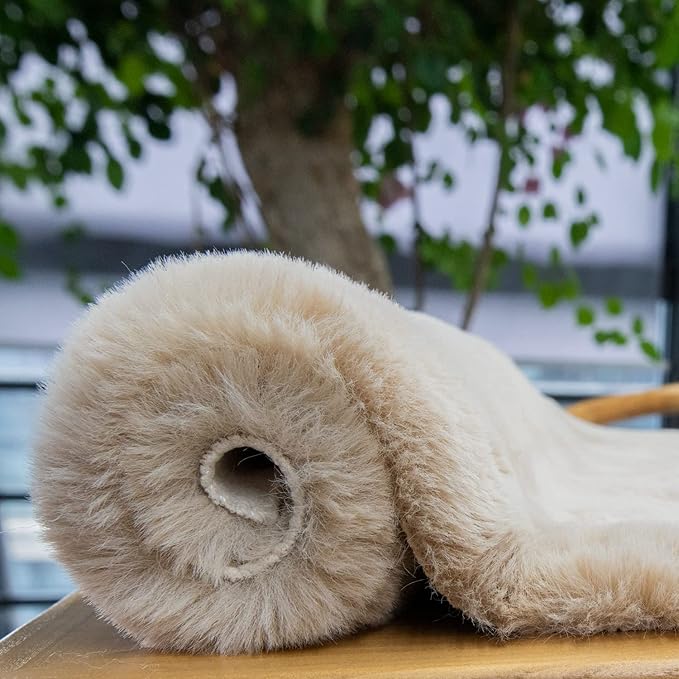 ORINOVA 5x8 Area Rug Light Brown Beige Plush Shaggy Rugs for Bedroom Washable Faux Rabbit Fur Rug for Living Room Fluffy Large Nursery Rug Home Décor