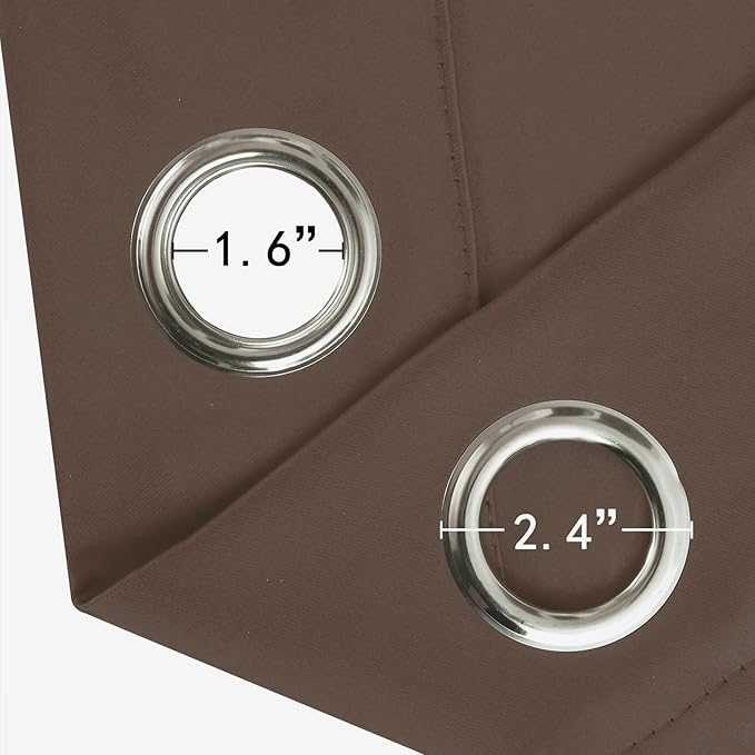 LEMOMO Blackout Curtains 52 x 90 Inch Long Chocolate Curtains Set of 2 Panels Room Darkening Curtains for Bedroom and Living Room