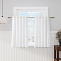 Nanspring White Short Linen Curtains 40 Inch Length 2 Panels Back Tab Rod Pocket Semi Sheer Light Filtering Small Window Modern Farmhouse Draps for Kitchen Bathroom Cafe Loft Room Decorative 52x40