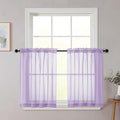 Lavender Kitchen Curtains 30 Inch Length Tier 2 PCS, Solid Soft Airy Half Curtains for Windows, Lavender Sheer Rod Pocket Drapes for Bathroom Basement Small Window Curtain, 42"Wx30"L Inches