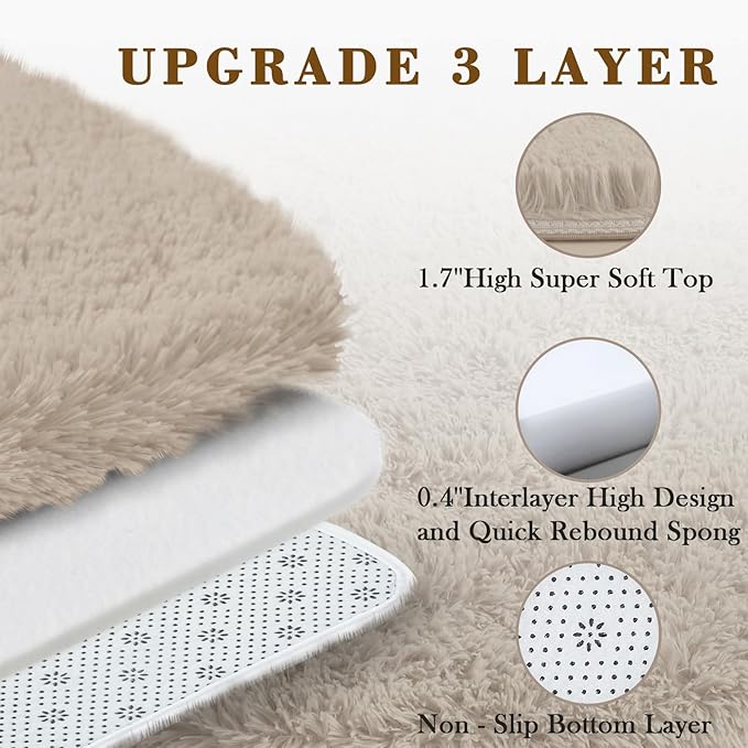 Area Rugs 9x12 Living Room, Shaggy Carpet Soft Plush Furry Bedside Rug Large Area Rugs for Bedroom Kids Girls Boys Home Decor Anti Slip(9 x 12, Beige)