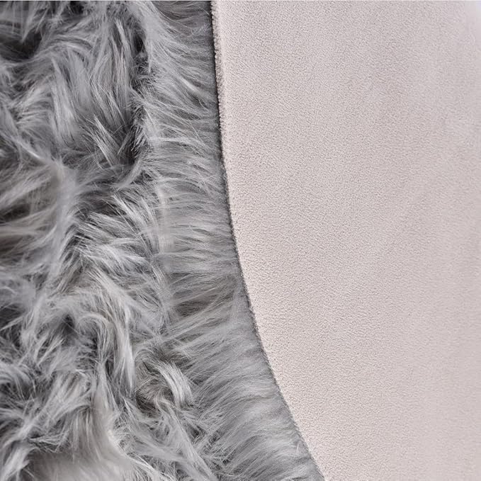 ORINOVA Light Gray Washable Fuzzy Fur Runner Rugs for Living Room Nursery Rugs for Bedroom Faux Sheepskin Shag Rug 2x6 Teen Room Décor