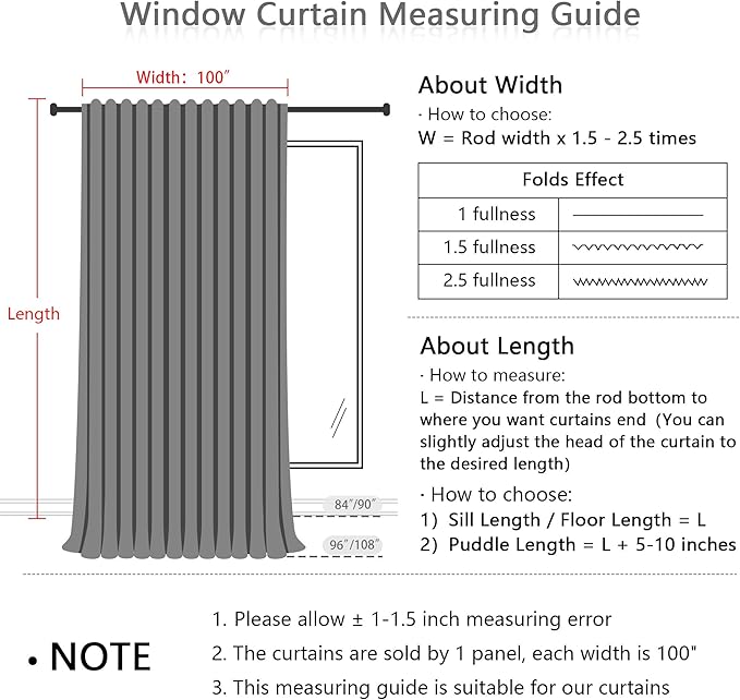 MYSKY HOME Patio White Curtains for Sliding Door, 90 inch Length Living Room Curtains & Drapes Soft Cotton Farmhouse Window Treatments 1 Panel Set Linen Look Semi Sheer Draperies, 100" W x 90" L