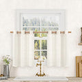 LAMIT Short Sheer Linen Curtains 30 inches Long, Bronze Grommet Linen Drapes Light Filtering Semi Sheer Curtains for Small Window/Kitchen/Cafe, 2 Panels, 34 x 30 Inch, Cream
