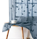 HOMEIDEAS Stone Blue Floral Sheer Curtains 63 Inches Long 2 Panels Embroidered Pattern Semi Sheer Window Curtains for Bedroom Living Room
