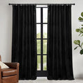 RYB HOME Black Velvet Curtains 72 inches with Hook Belt, Soft Fabric Room Darkening Thermal Insulated Luxurious Home Decor Curtains for Living Room Bedroom, W 52" x L 72", 2 Panels Set