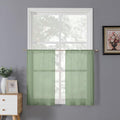 Tollpiz Sheer Tier Curtain Linen Textured Half Kitchen Curtains Sheer Light Filtering Rod Pocket Voile Small Curtains for Bathroom, 25 x 36 inches Long, Sage Green, Set of 2 Panels