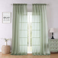 Lecloud Sage Green Sheer Curtains 96 Inches Long 2 Panels, Solid Airy Voile Dual Rod Pocket Sheer Curtains, Elegant Light Filtering Window Curtain Drapes for Living Room Bedroom Balcony, 59" W x 96" L