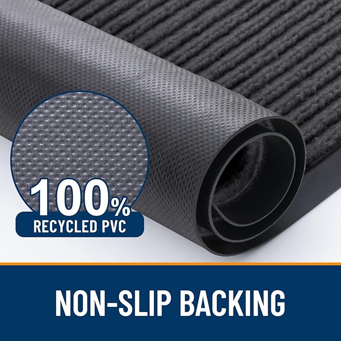 OLANLY Front Door Mat Indoor Outdoor Entrance, Waterproof Heavy Duty Doormat, Fade Resistant, Low Profile, Easy Clean Patio Porch Welcome Floor Mats for Entry, 47x30, Charcoal Grey