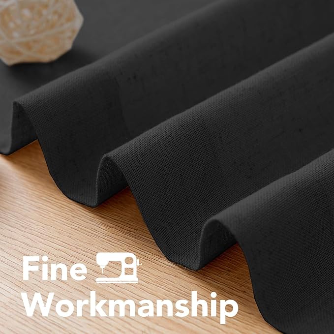H.VERSAILTEX Living Room Linen Curtains Home Decorative Nickel Grommet Curtains Privacy Added Energy Saving Light Filtering Window Treatments Panels for Bedroom, Heather Black, 2 Panels, 52 x 72 Inch