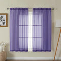 Gwine Sheer Curtains for Bedroom 54 inches Long - Light Filtering Voile Window Curtain Panels, Airy Transparent Rod Pocket Sheer Drapes for Living Room, Each 42Wx54L, 2 Panels, Purple